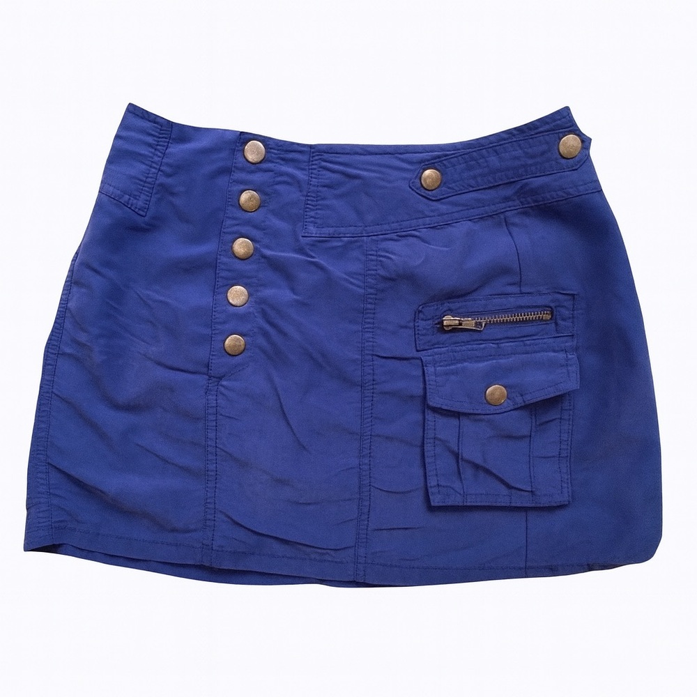 H&M • Cargo Snap Button Mini Skirt • Cobalt Blue • Size 4